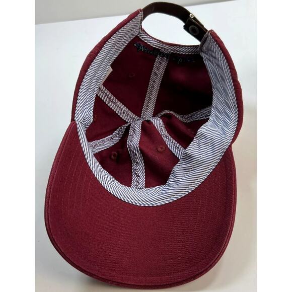 VINEYARD VINES Hat Adjustable Red Burgundy Whale Logo Strap Back Dad Hat Preppy - Picture 6 of 7
